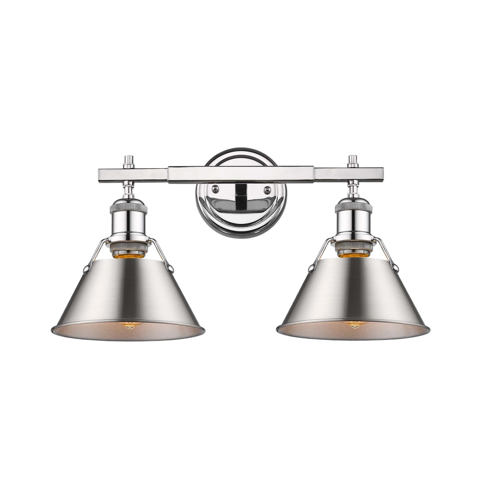 Yep by Golden Lighting Orwell 2-light Vanity in Chrome and Pewter shade
